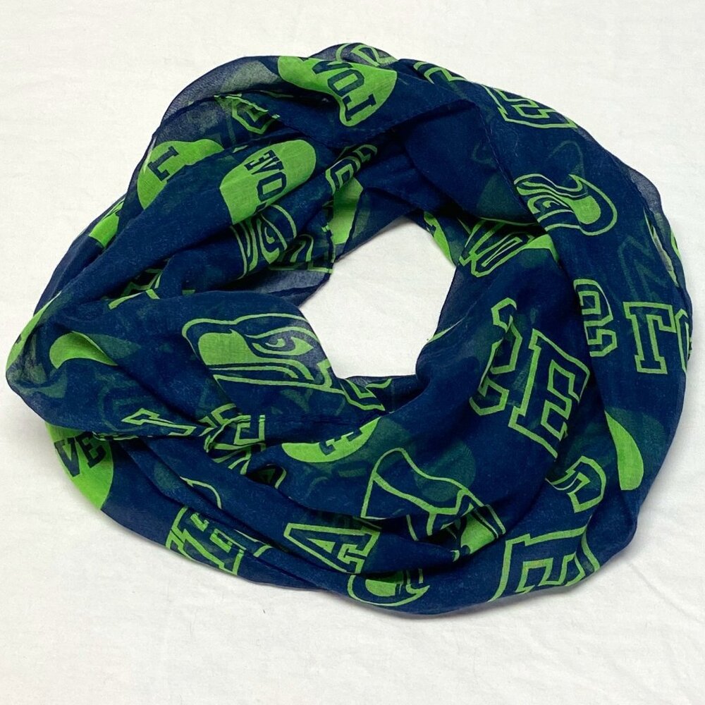 Forever Collectible Seattle Seahawks Sheer Blue Infinity Scarf NFL Fan Gear